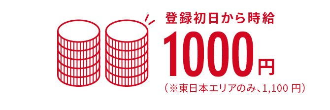 登録初日から時給1000円