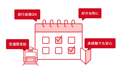 直行直帰OK 好きな時に 交通費支給 未経験でも安心